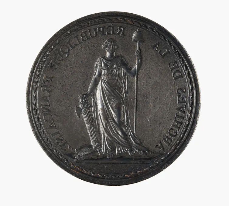 Matrice du sceau des Archives de la République française, 1792 (matrice en argent gravée en creux, 120 mm)