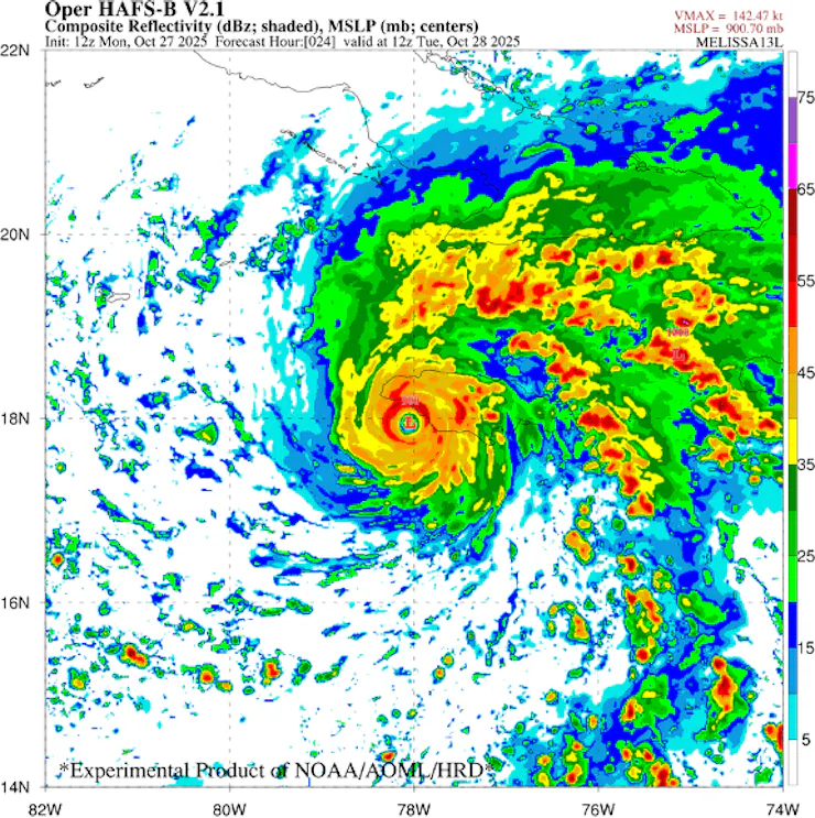 A radar showing a hurricane's swirling form.