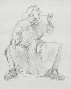 Paula Rego Study for the Artist in her Studio.