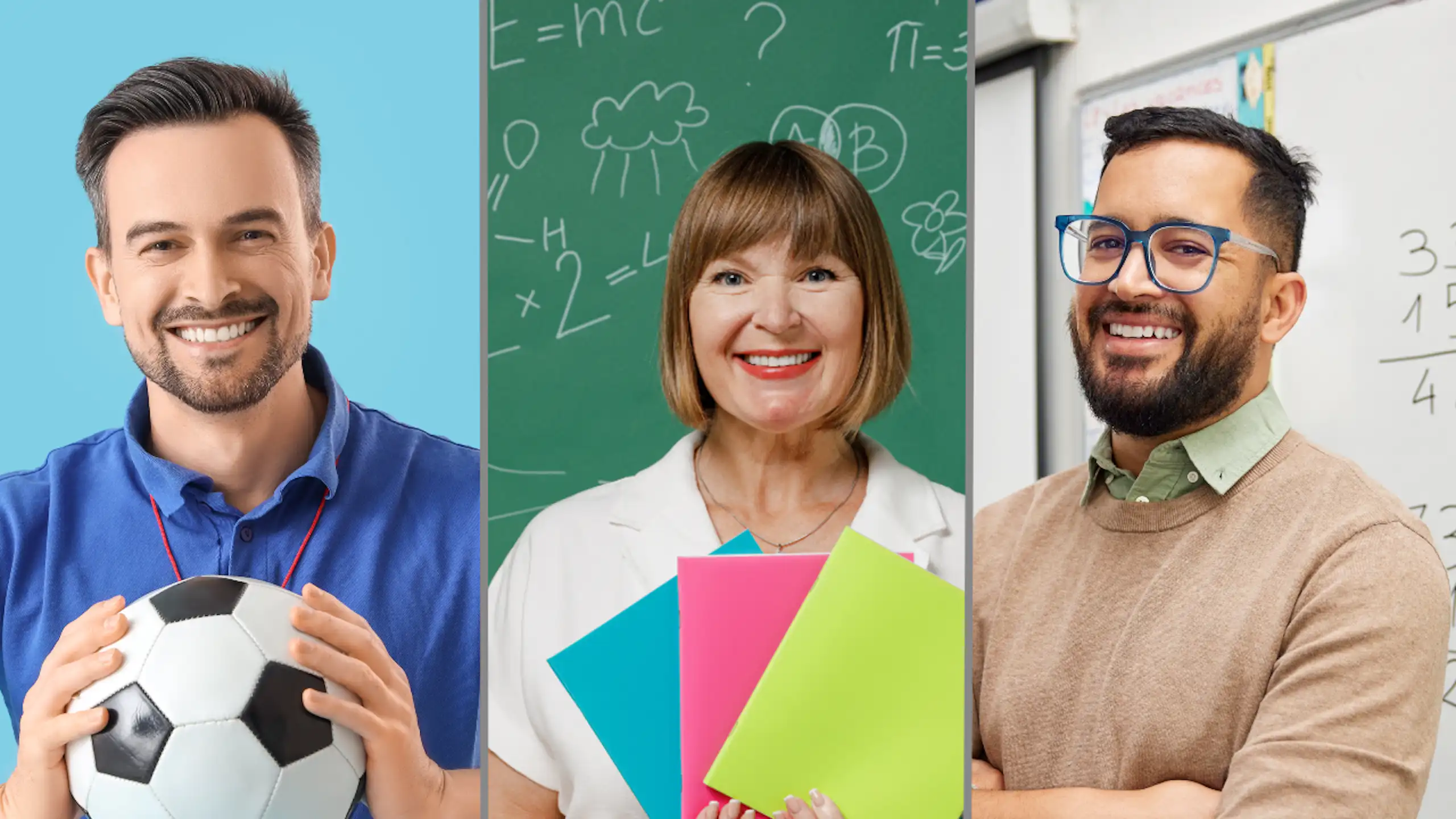 Docentes de distintas asignaturas sonríen.