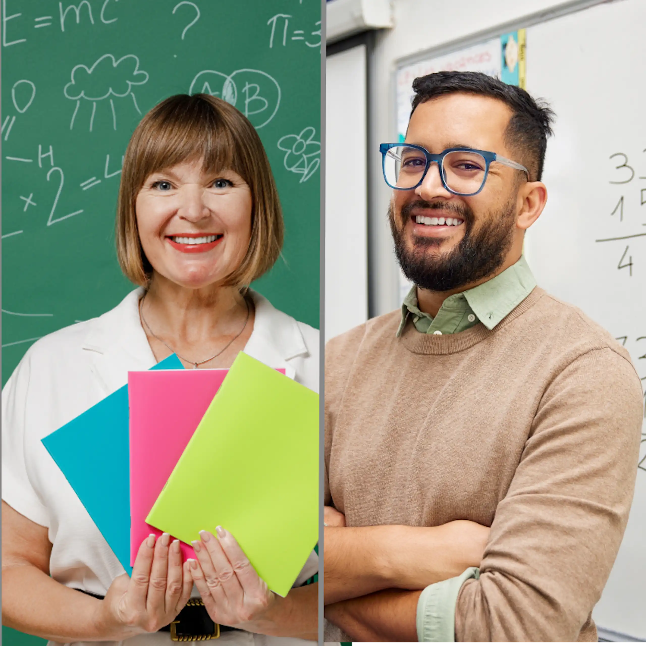 Docentes de distintas asignaturas sonríen.