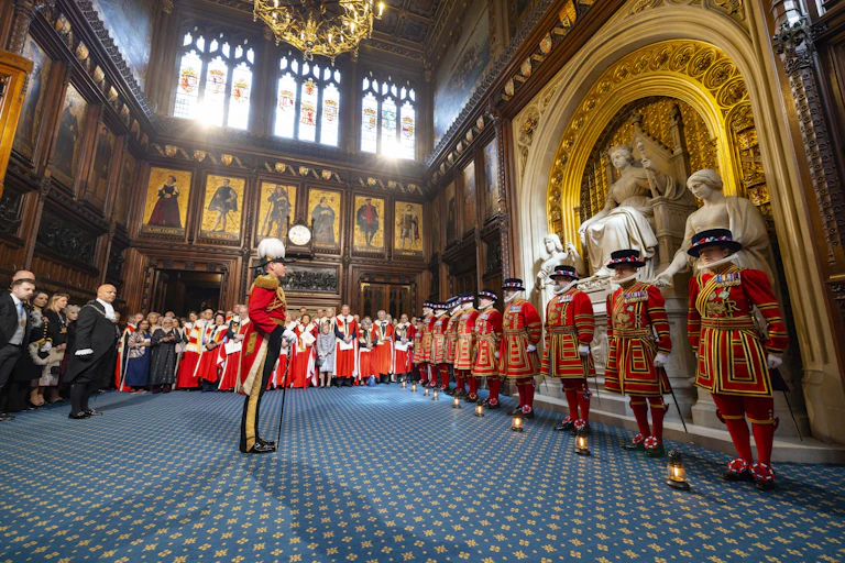 yeomen of the guard in the houses of parliament ahead of the state opening