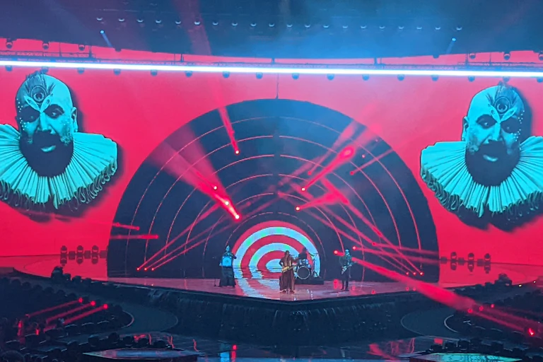 Georgia's entry Circus Mircus during the controversial second semi-final of the 2022 Eurovision Song Contest.