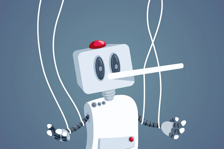 cartoon of a robot with an exaggeratedly long nose and pairs of lines coming from the top of the frame to each arm