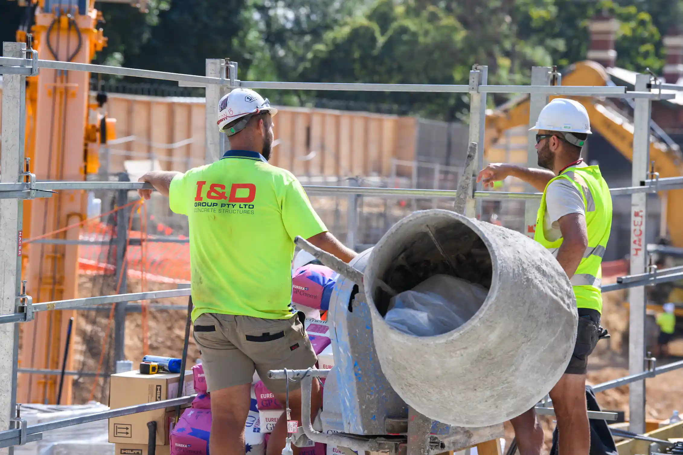Construction workers on a site in Melbourne