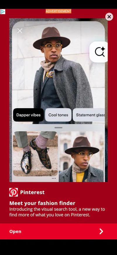 smartphone screenshot of images of a well-dressed young man
