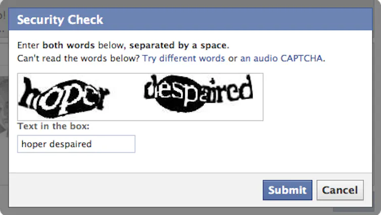 A text box with black and white distorted text.