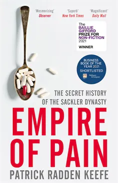 book cover - Empire of Pain - a spoon full of pills