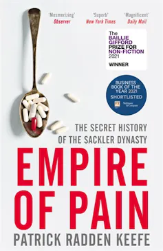 book cover - Empire of Pain - a spoon full of pills