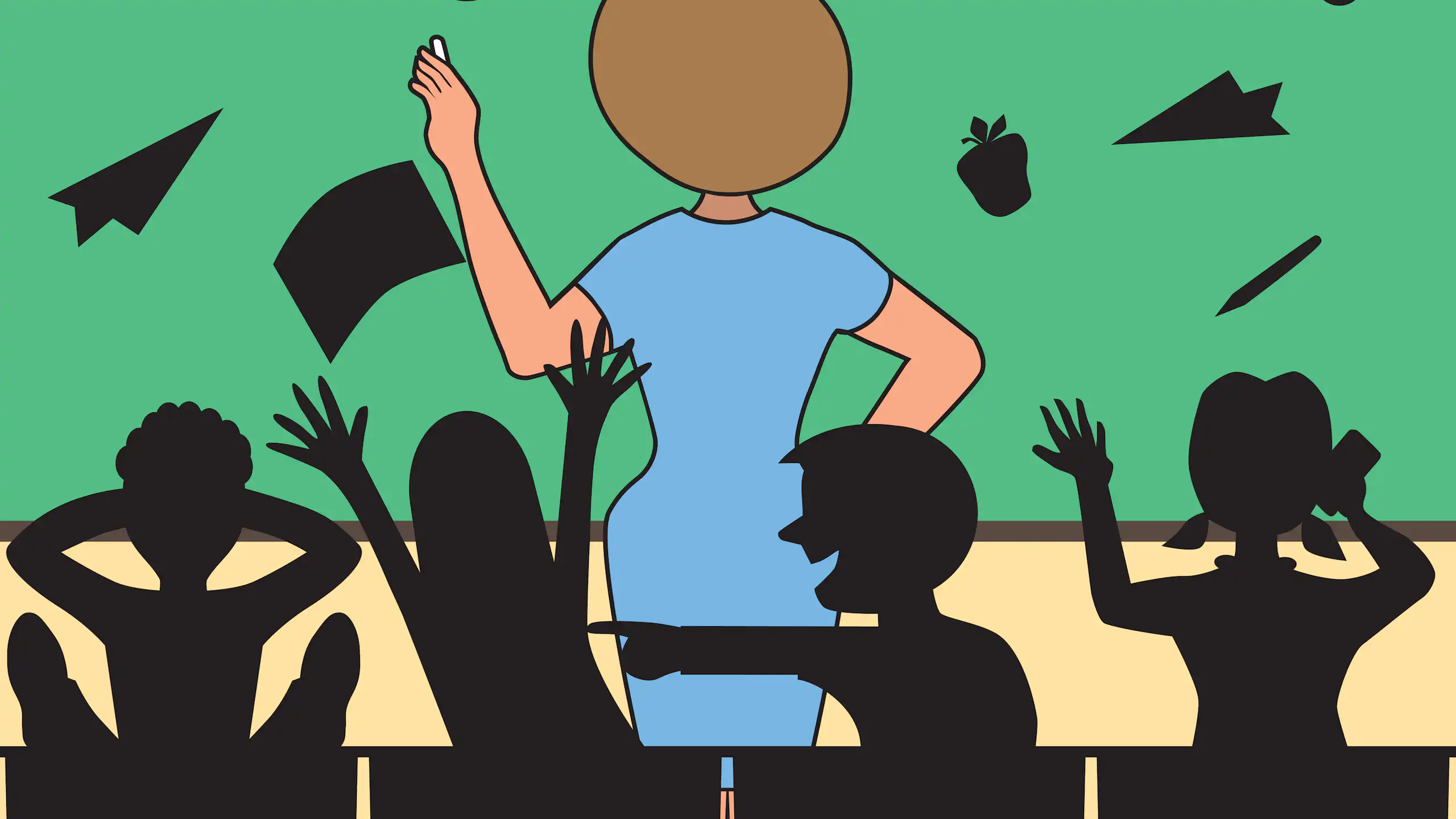 Illustration d'un chahut en classe.
