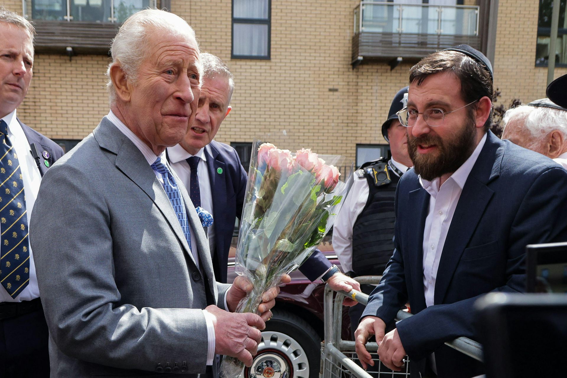 King Charles II met members of the Jewish community at Golders Green on 15 May, after two attacks took place.