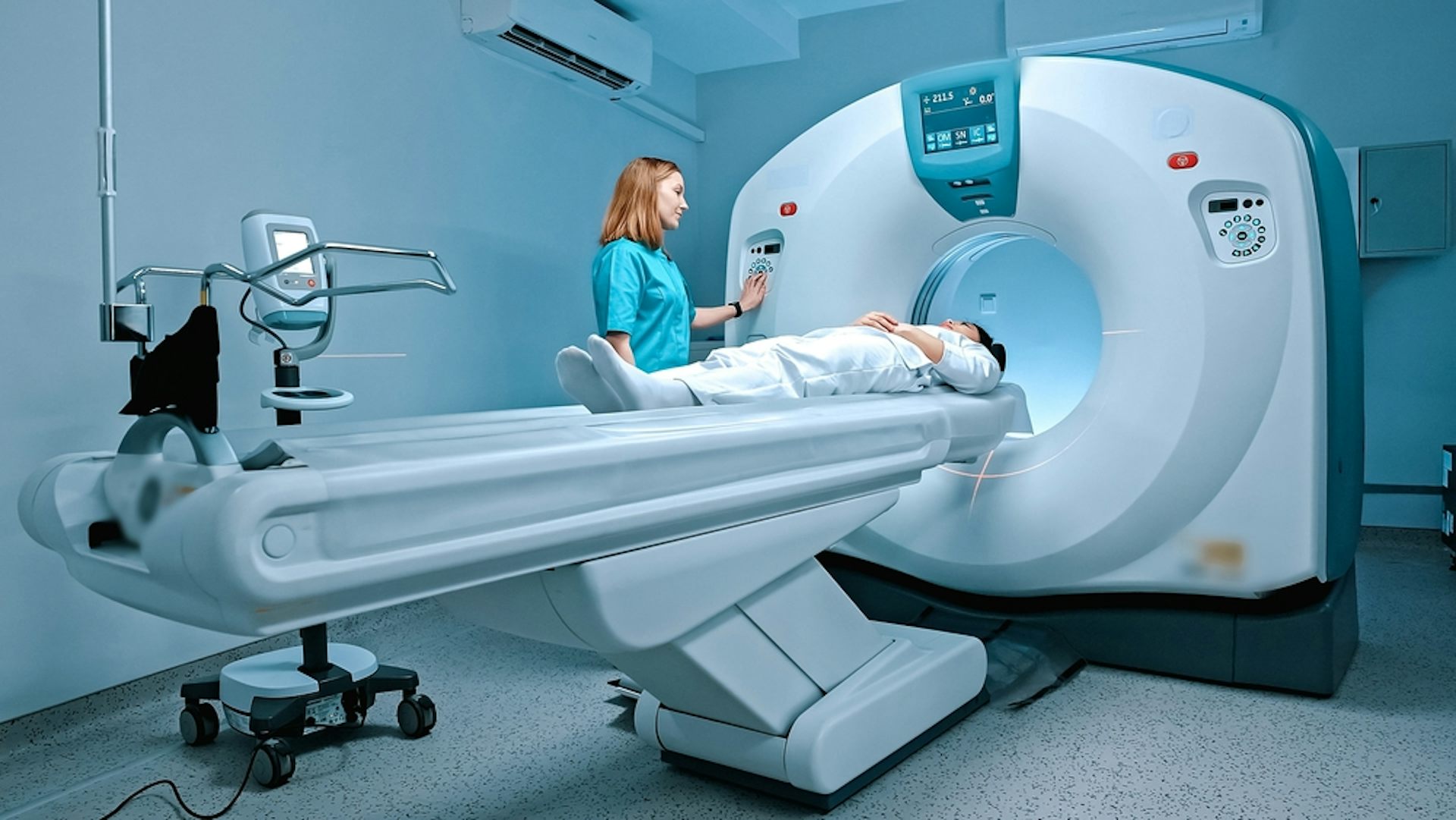 A patient undergoing an MRI scan.