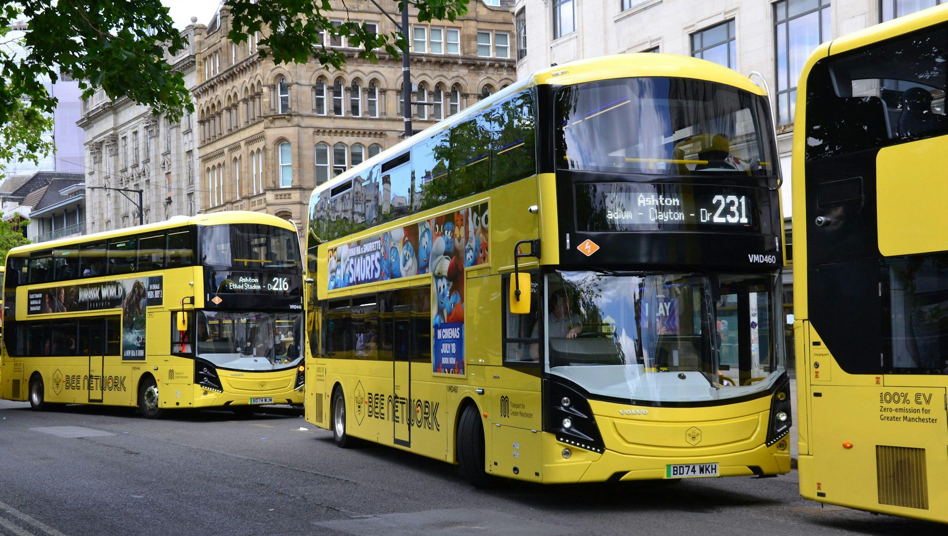Bee Network buses are recognisable on the Manchester roads.