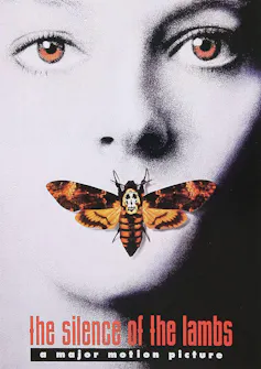 The original film poster featuring Jodie Foster and a death's head hawk moth.