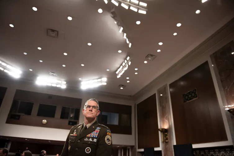 Gen. Joshua Rudd stands before the Senate Committee on Armed Services in Washington