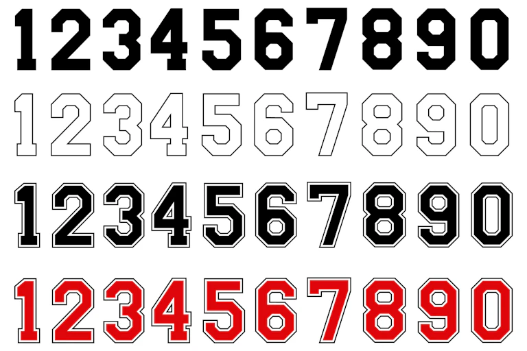 Several rows of numerals 1 through 9 with 0 at the end
