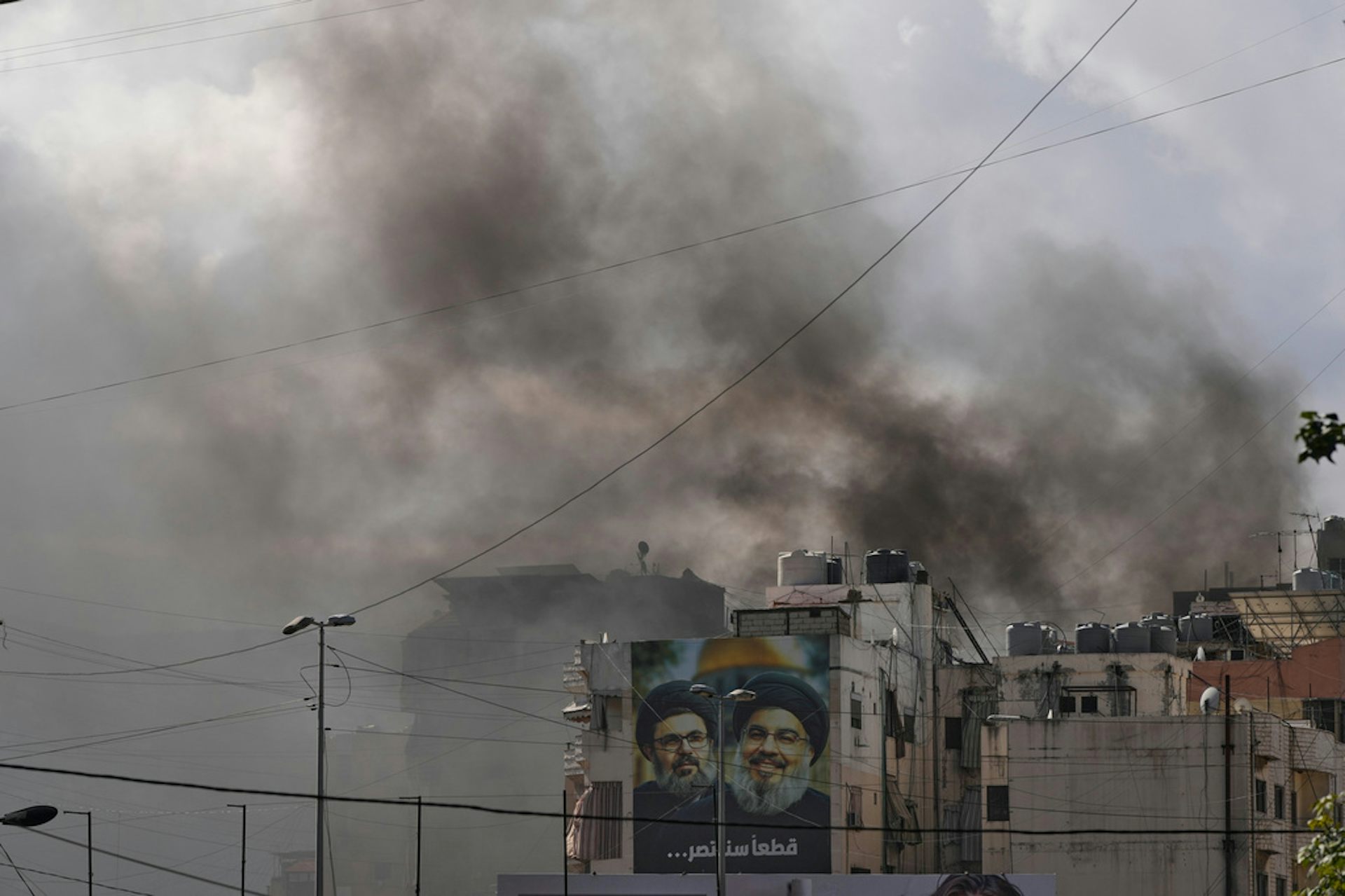 Smoke rises from an airstrike.