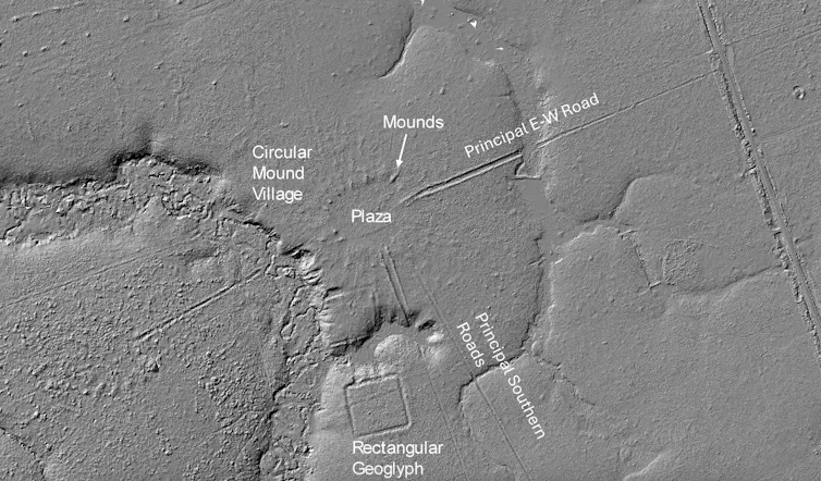 Circular mound village lidar image at Acre, Brazil.