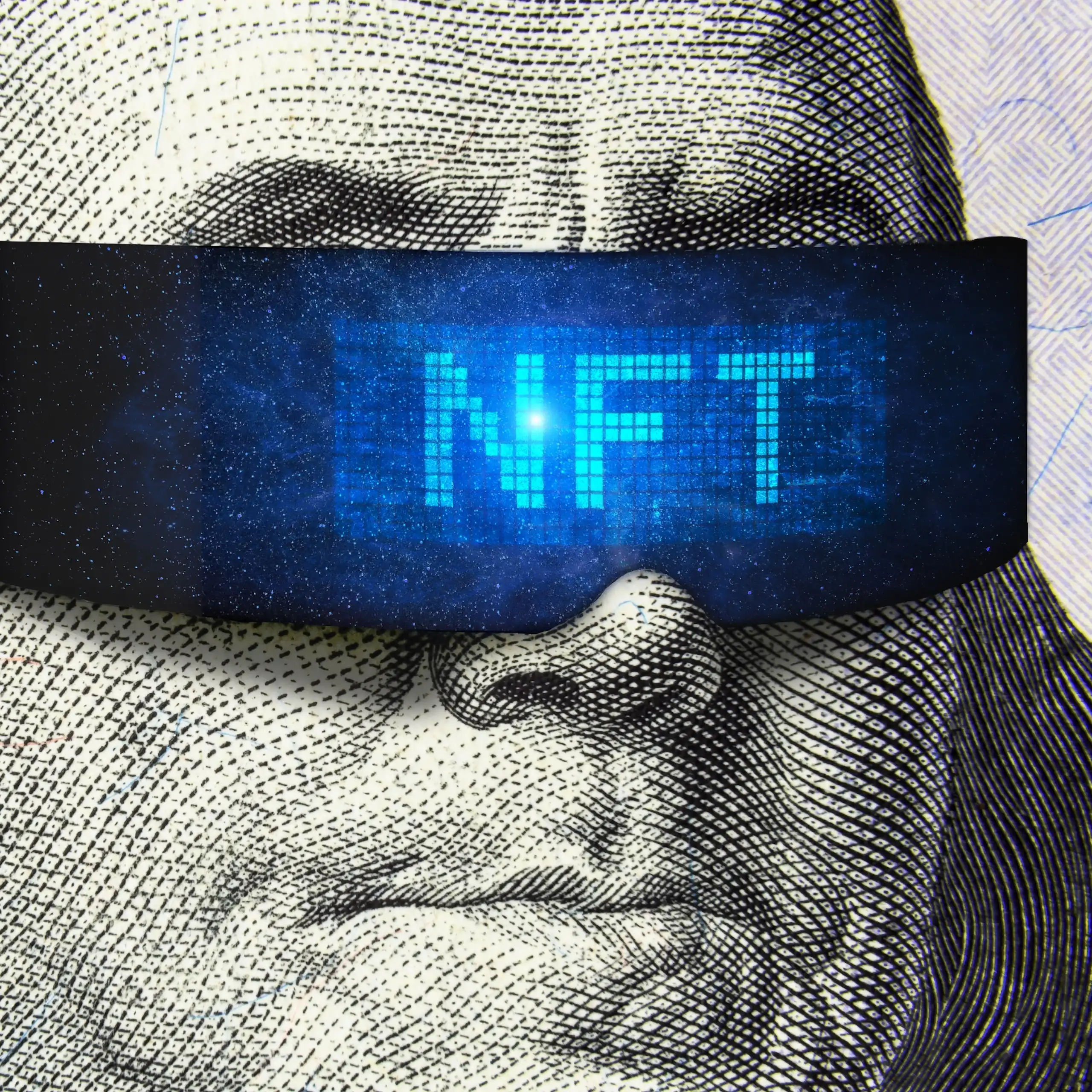 Billet de dollar avec un logo NFT.