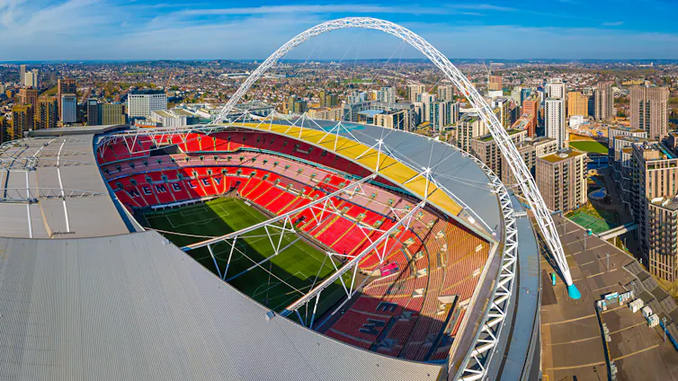 Aerial view of Wembley Stadium.