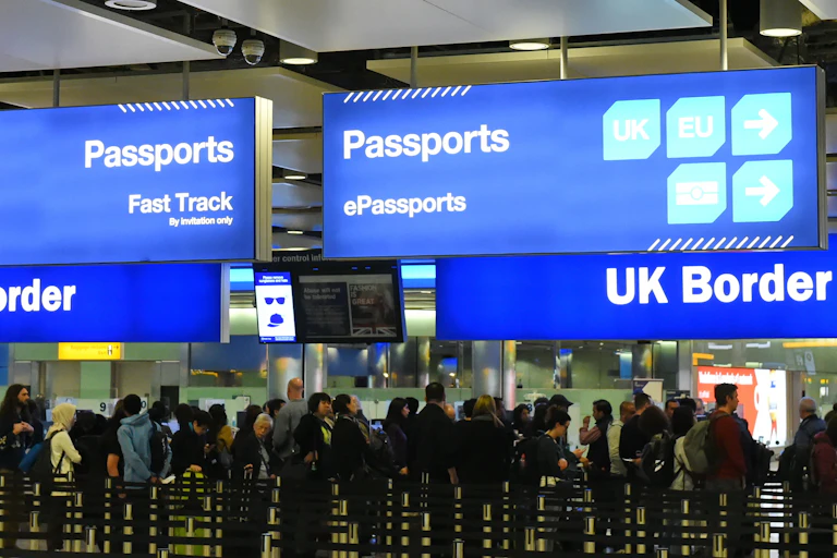 Border control at UK airport