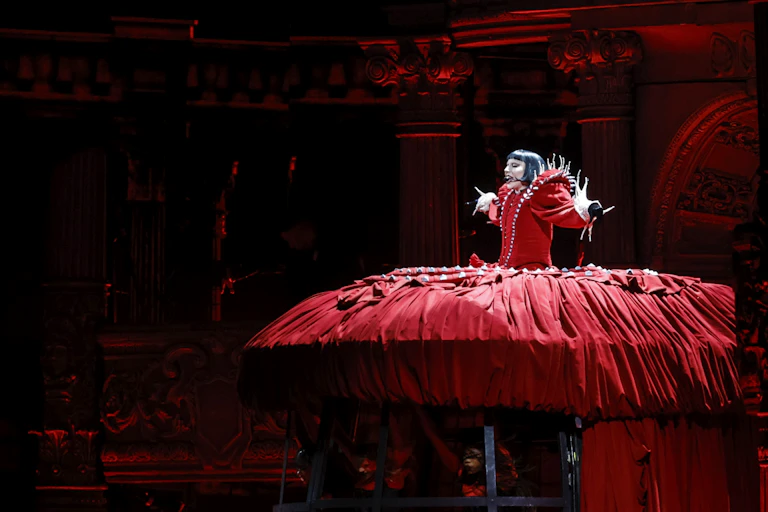 Lady Gaga in a giant red dress