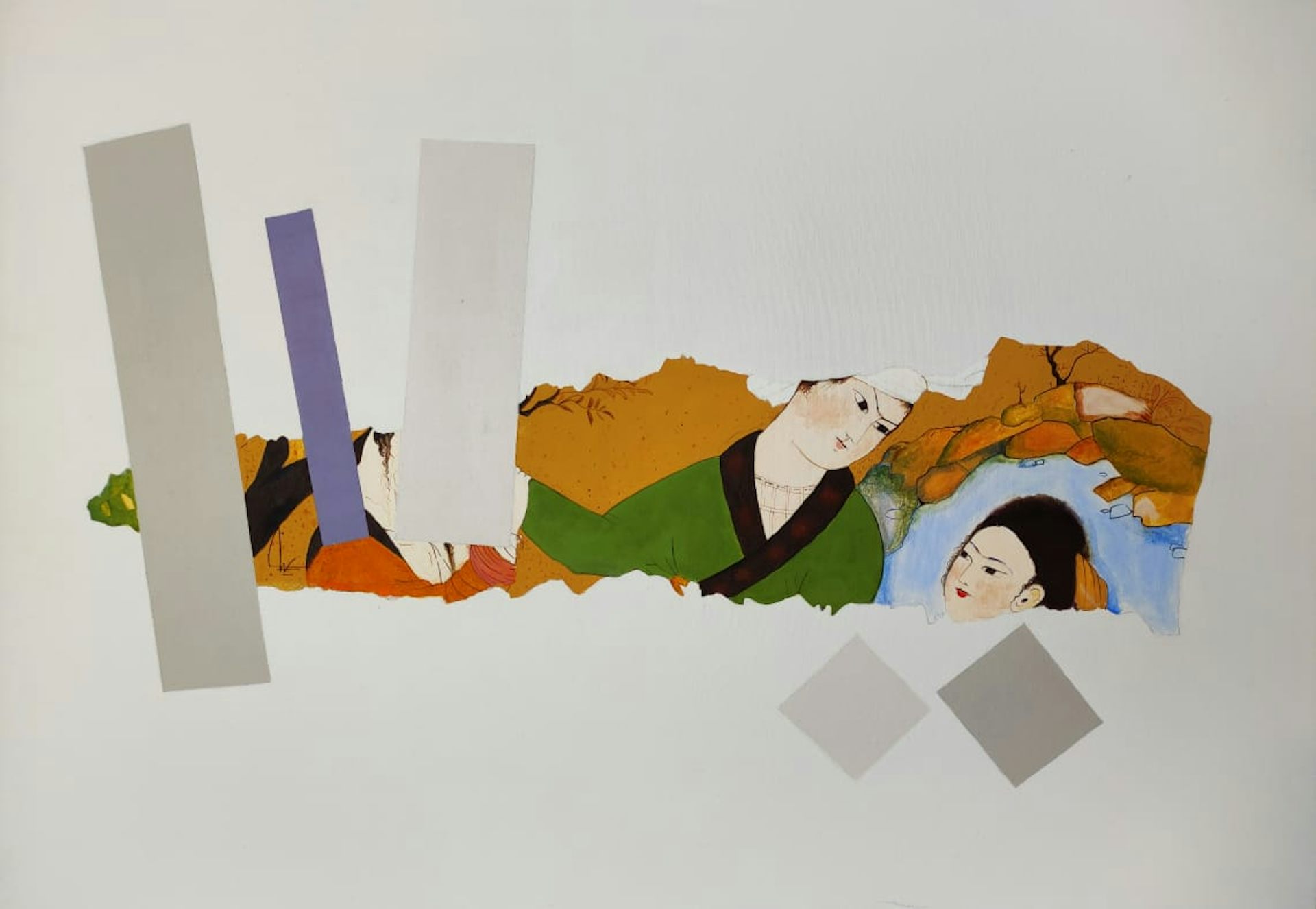 A collage of colours and faces