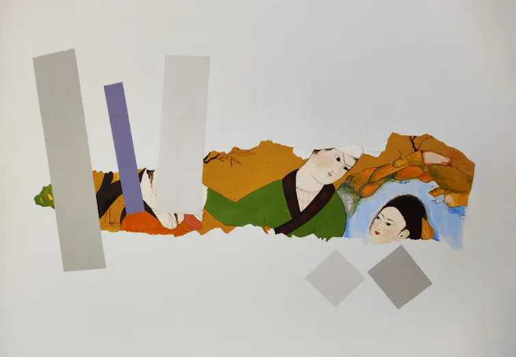 A collage of colours and faces