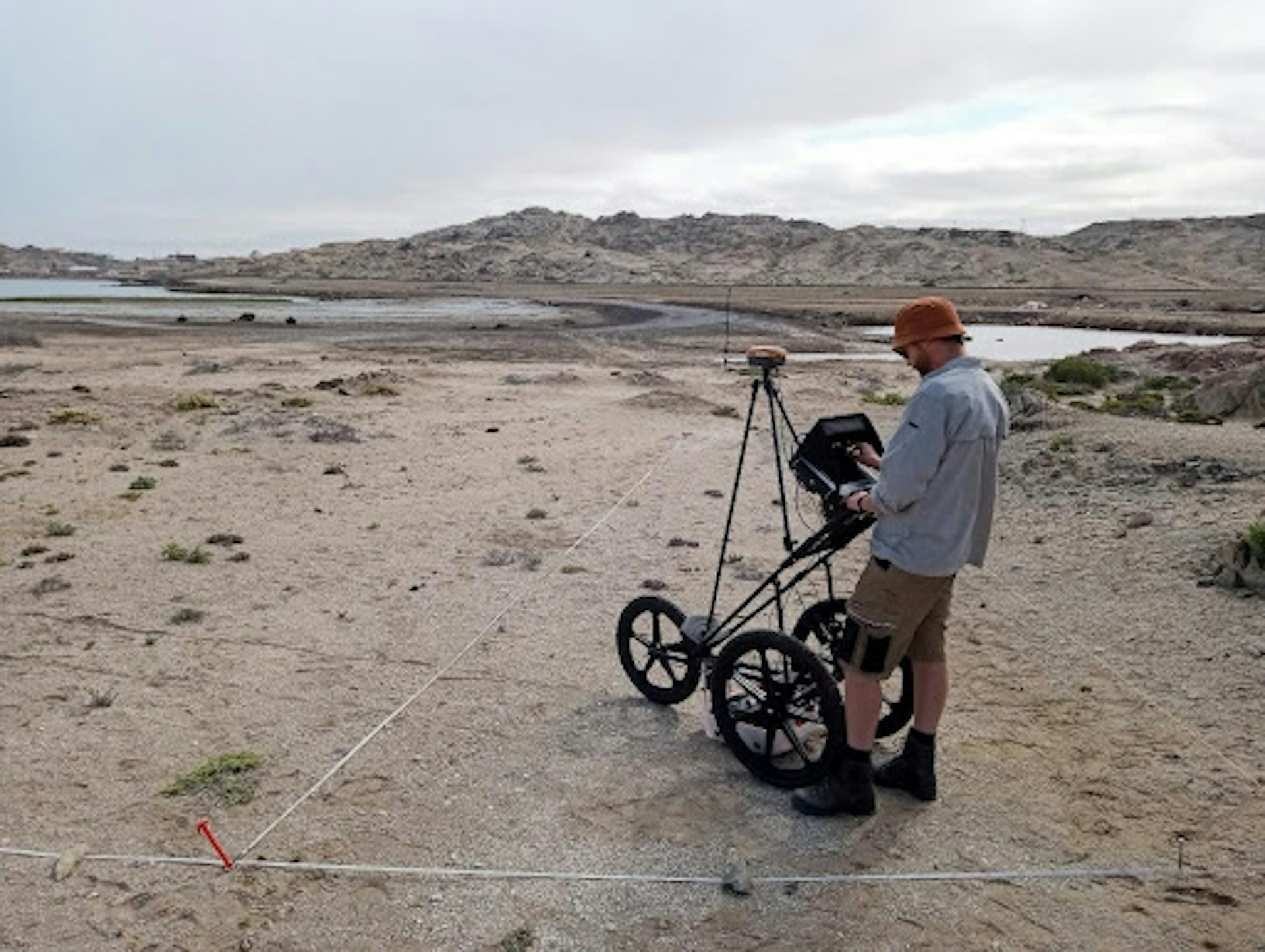A man taking a GPR survey