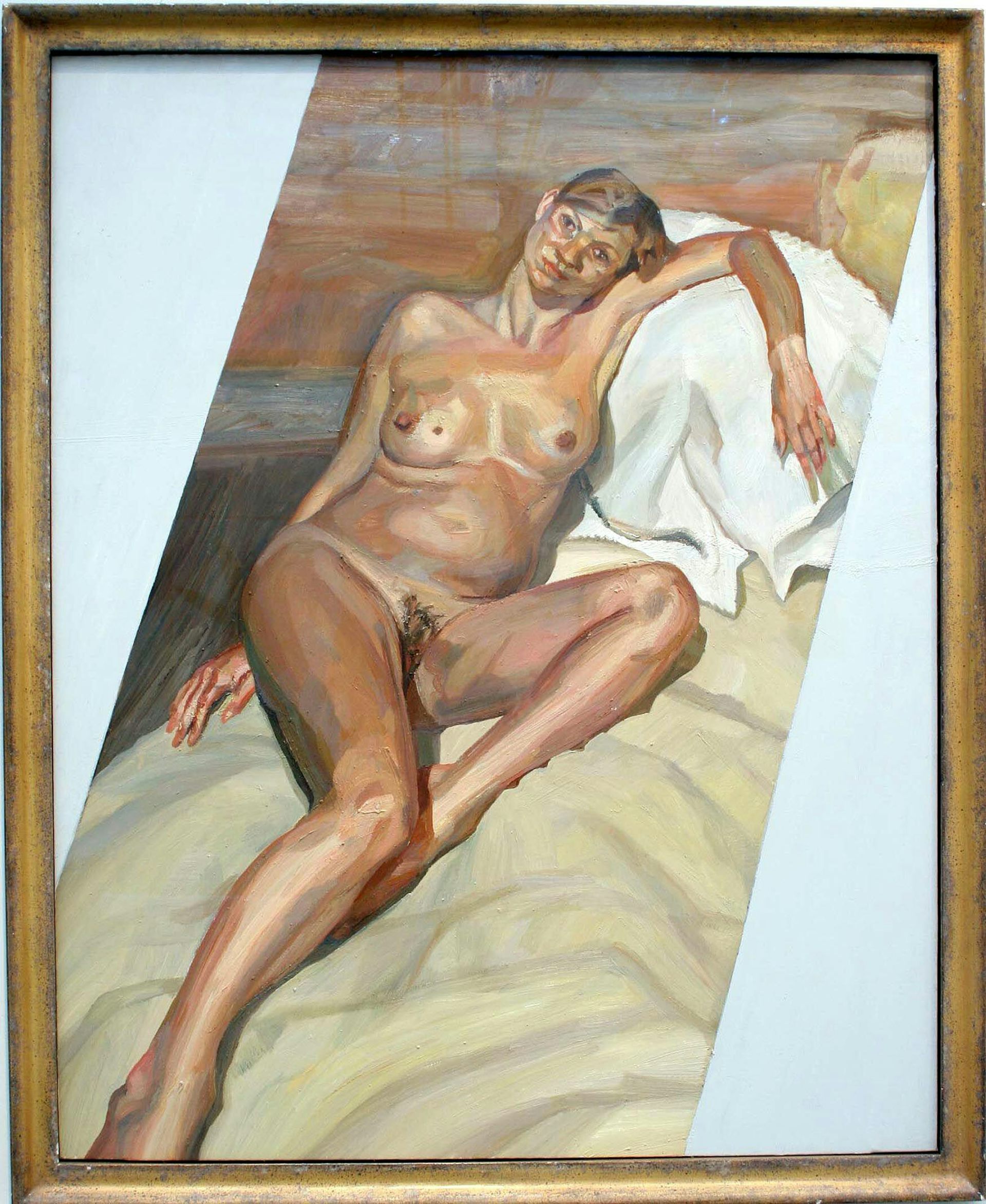 A painting of a young woman reclining naked.