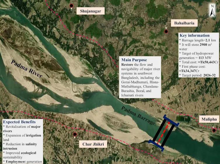 A perilous dam-building race is threatening South Asia’s shared rivers 1 Annotated image of Padma river