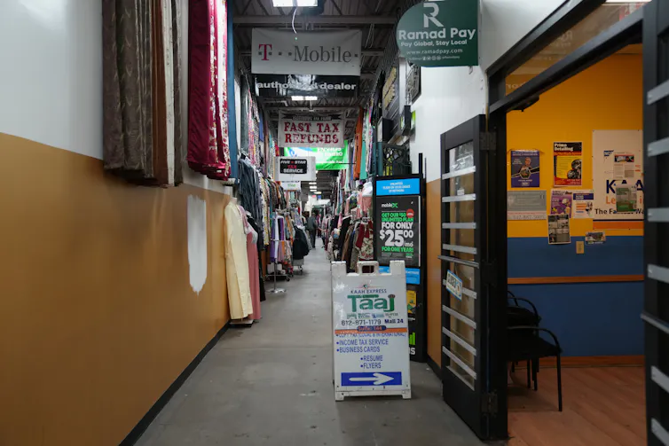 A view of mostly empty stores in the 24 Somali Mall in Minneapolis, Minn., on Jan. 15, 2026.