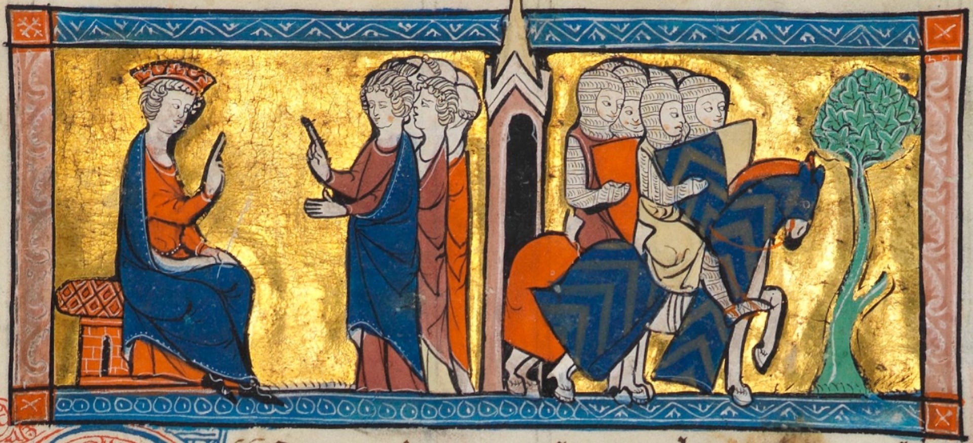 A medieval king consults with the Templars.