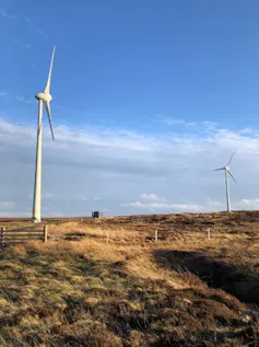 Windfarms in this Scottish isle are contentious – renewables should paintings for native other people too 1 wind turbines on scottish peatland, blue sky