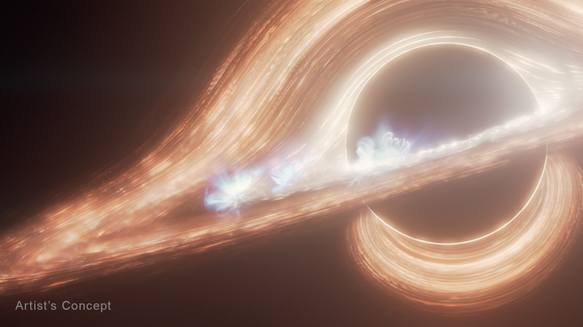 An artist's simulation of a black hole accreting matter