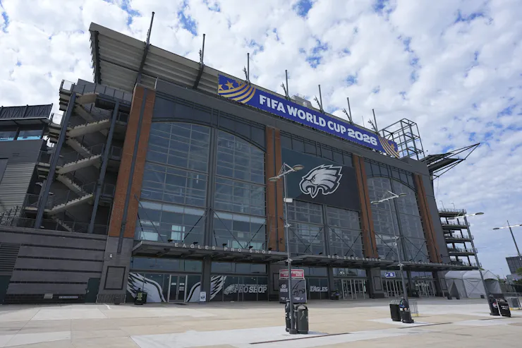 Exterior of large sports stadium