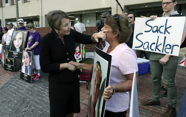 A protest against the Sackler family