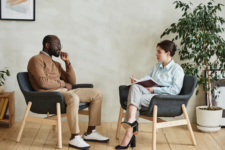 A black man in therapy.