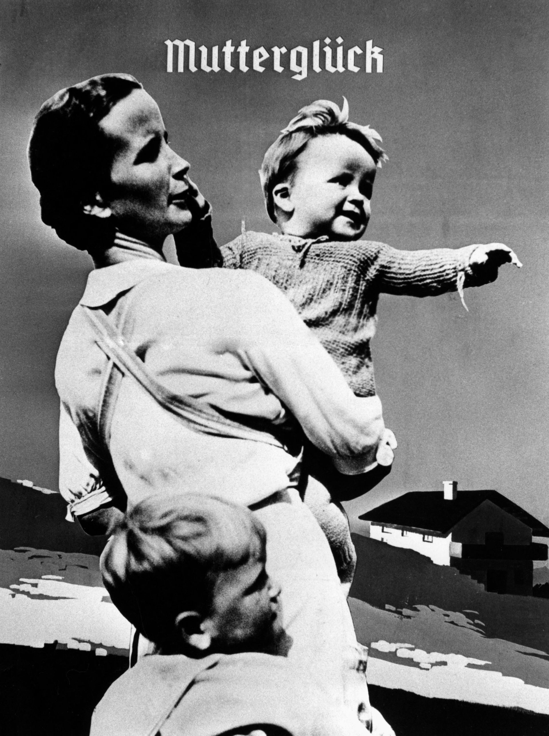 Poster einer Frau mit ihren beiden Kindern im Arm