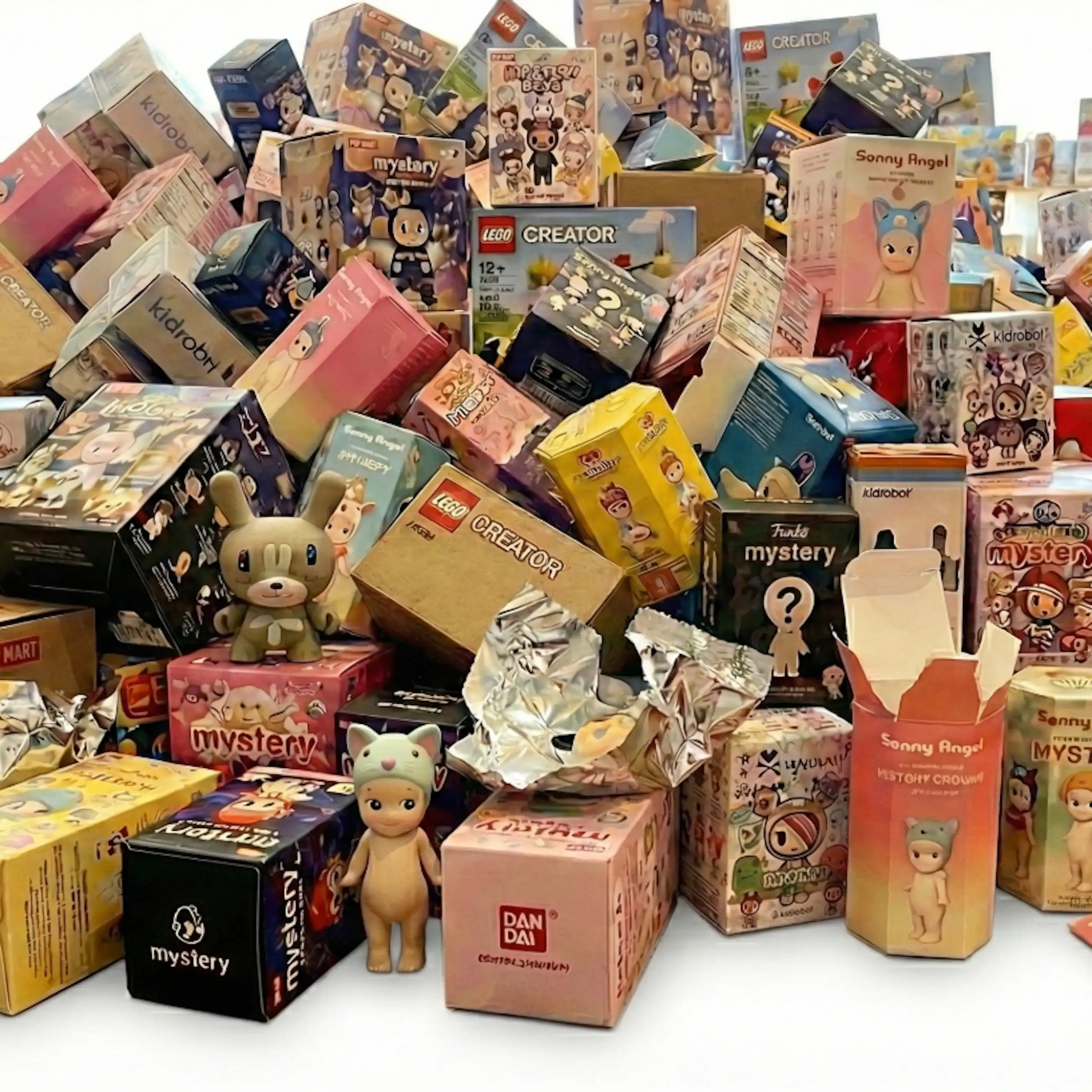 A pile of blind boxes.