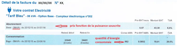 extrait de facture
