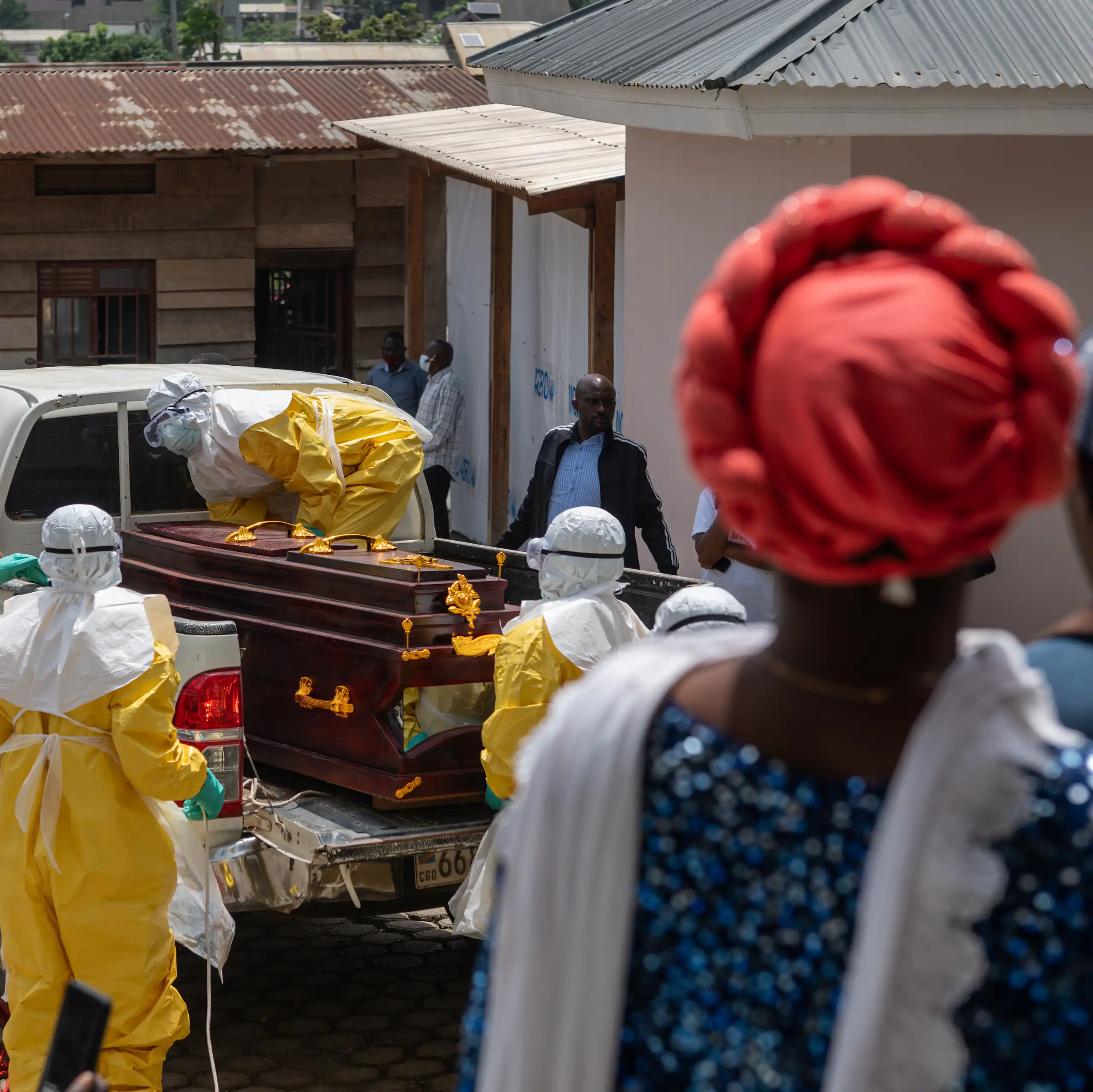 An Ebola victim is prepared for burial.