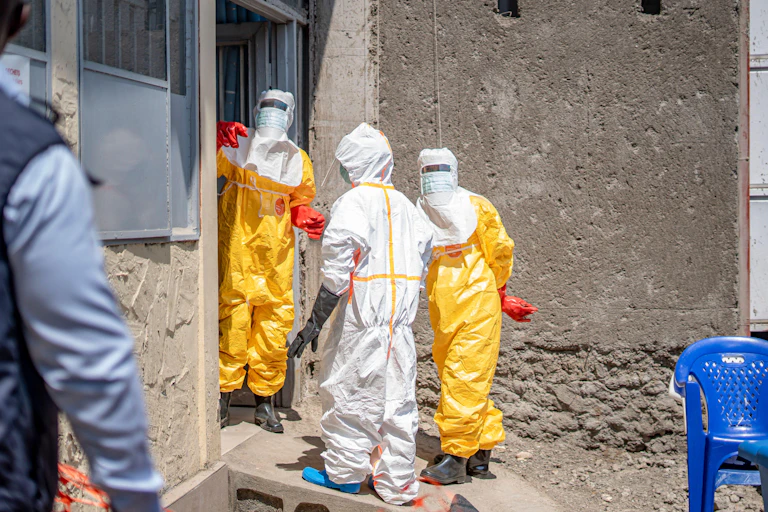 Medical workers clean up at an Ebola treatment centre in Goma, the Democratic Republic of the Congo on June 4, 2026.