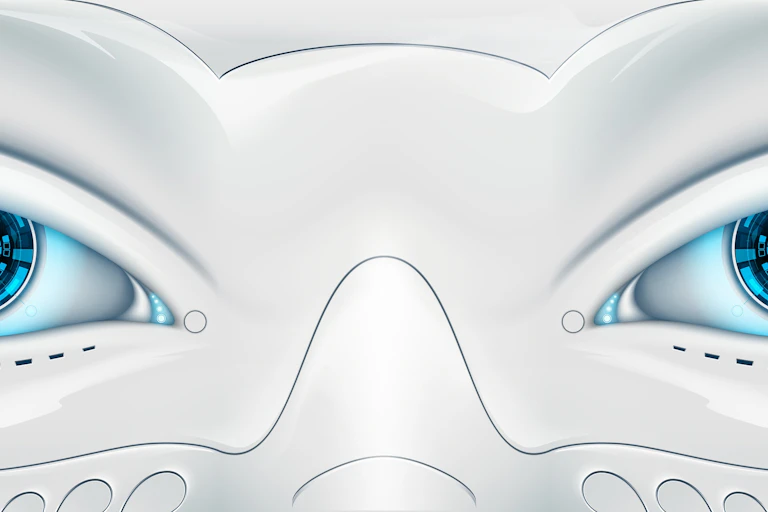 Dibujo de un par de ojos de un robot.