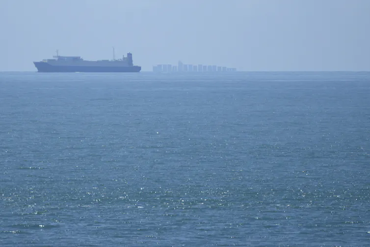 a ship at sea