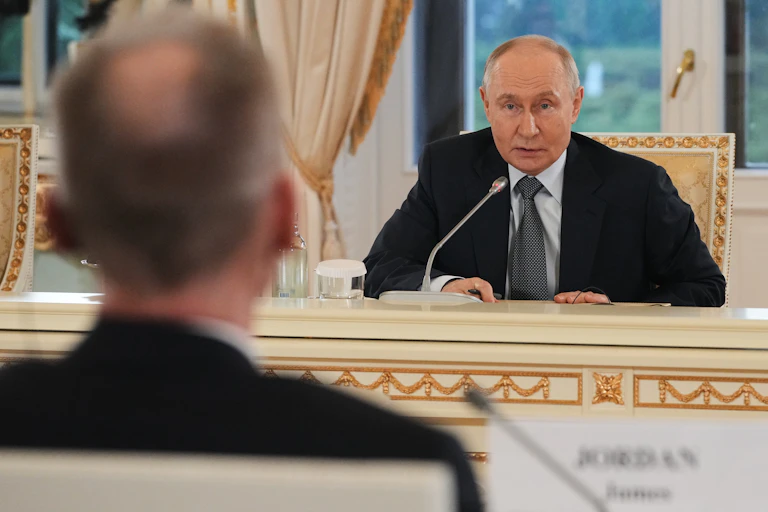 Vladimir Putin speaks during a press conference at the St. Petersburg International Economic Forum.