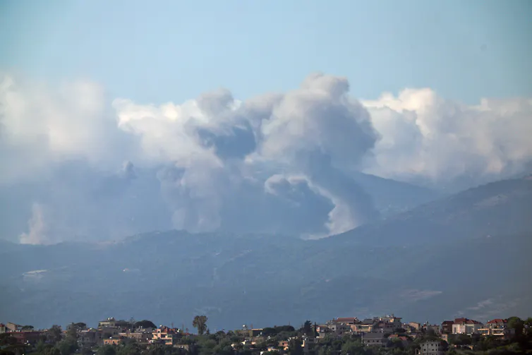 Smoke rises following an Israeli strike in southern Lebanon.
