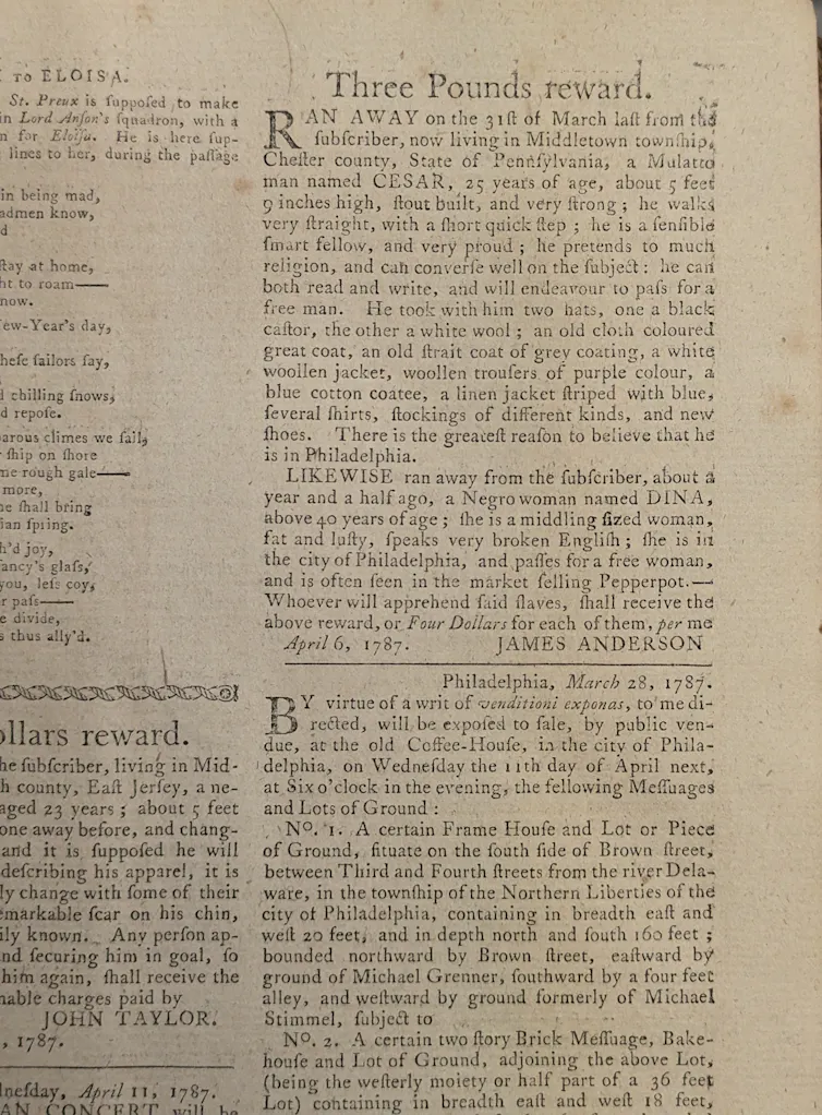 A yellowed page from an old newspaper
