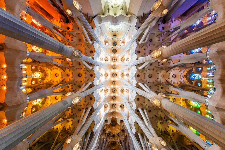 The basilica's columns branch out, imitating the natrual structure of a tree.