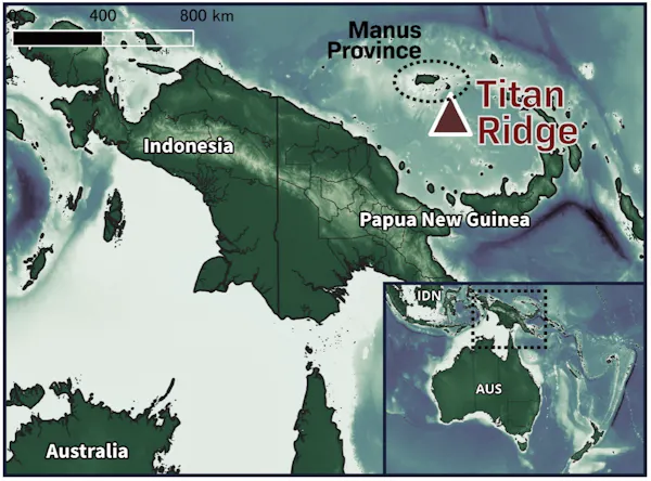 Location map of the Titan Ridge and Manus Province.